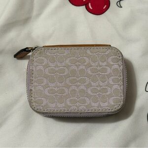 Vintage Rare Coach Signature Canvas Pill
Box/ small zip-around pouch